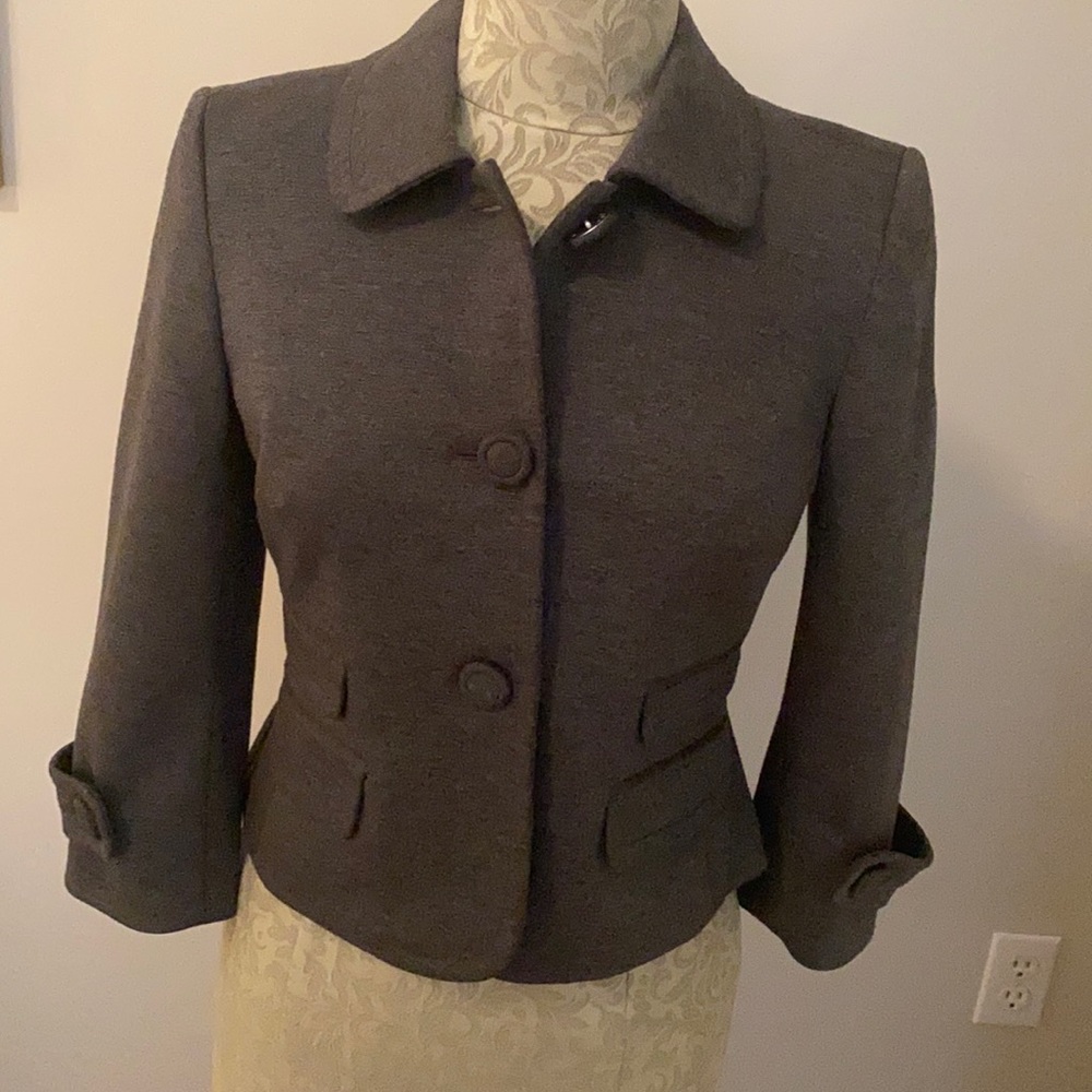 Loft Gray short fitted jacket.